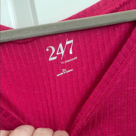 Pink Ribbed V-Neck Sweater - Picture 2 of 2